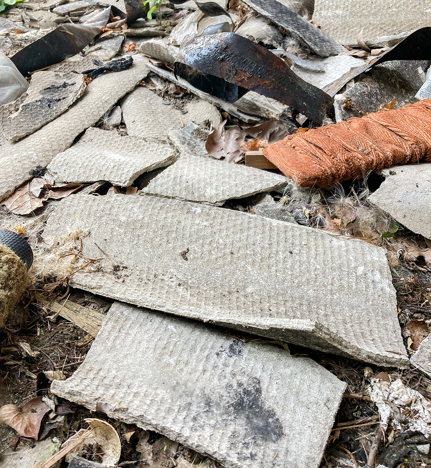Rubble and hazardous debris from asbestos demolition in Utah
