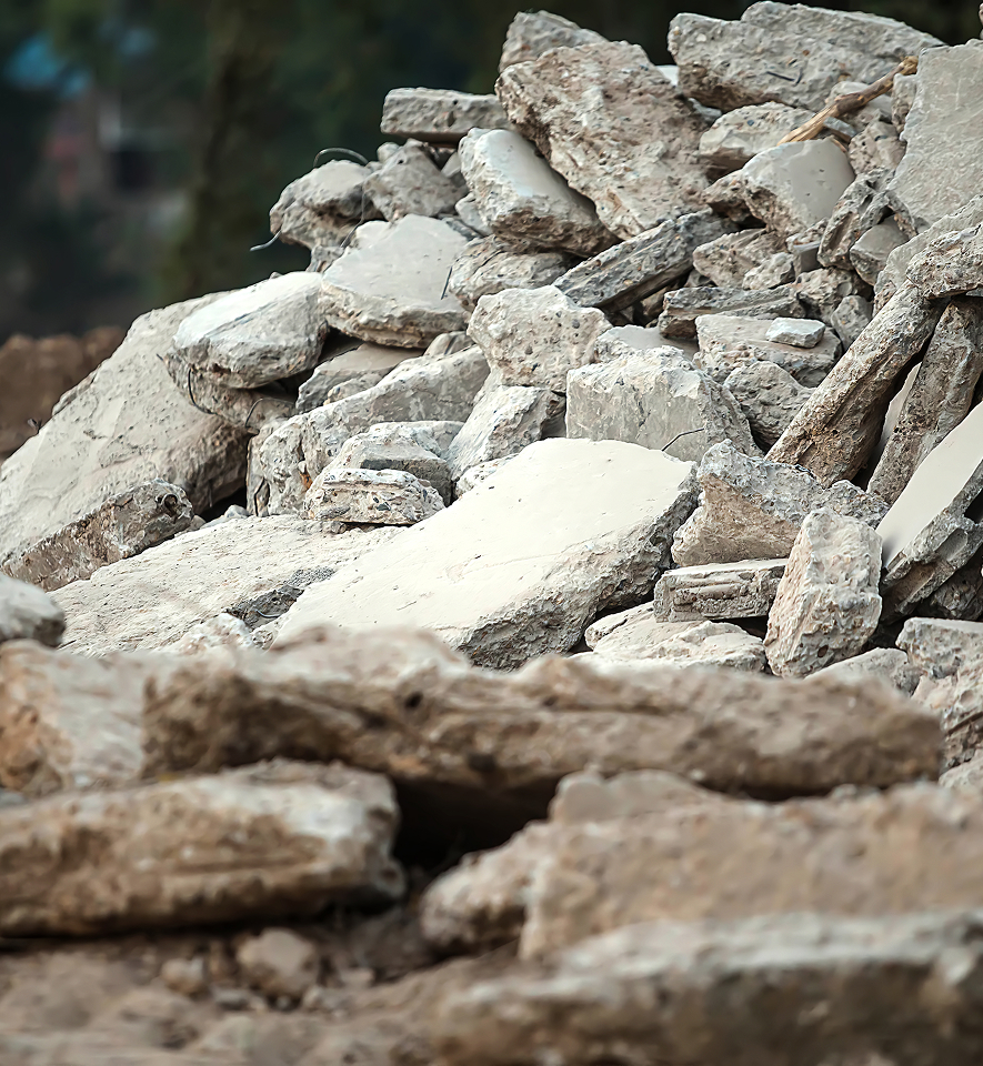 Rubble and asbestos debris from a Utah demolition project
